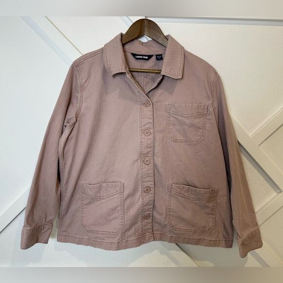 Lands End Blush Pink Canvas Shirt Jacket Size XL Petite - Picture 1 of 9